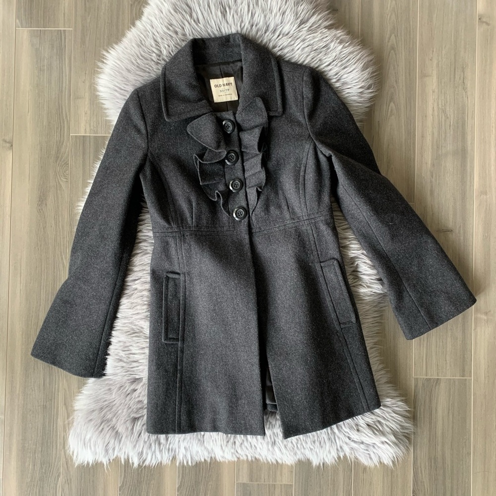 💫 Old Navy Wool Coat with Ruffle Neck, XS